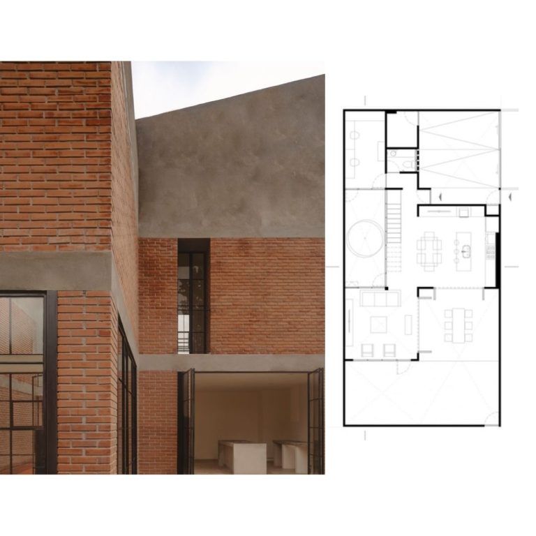 Planimetría de Casa Tiburón en Tláhuac: Arquitectura de Volúmenes y Ladrillo | TALC