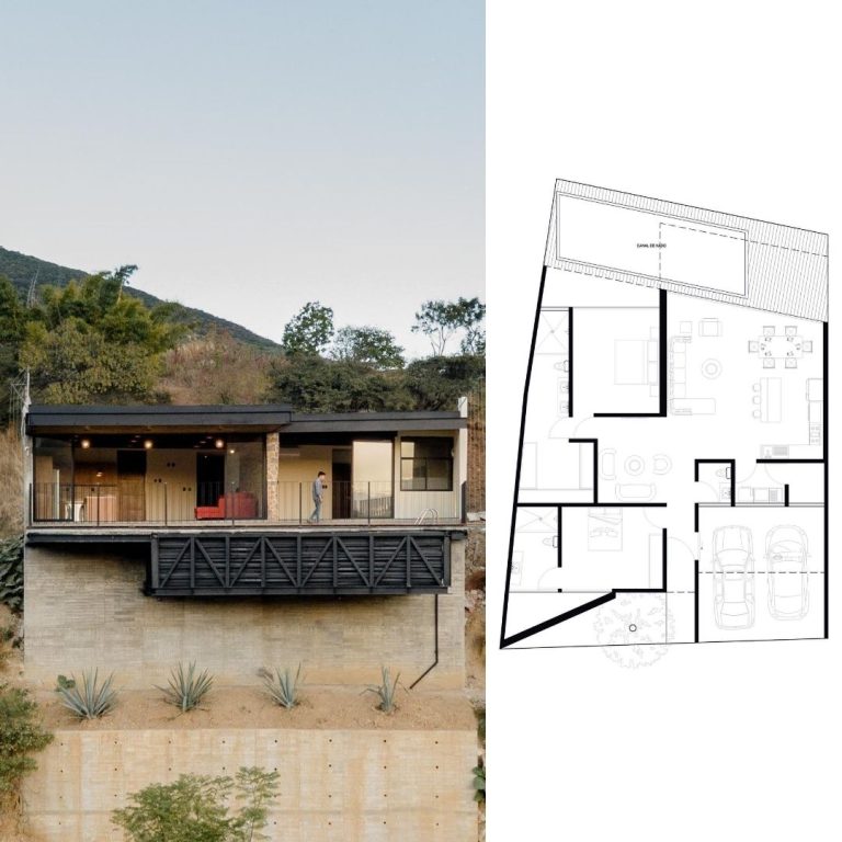 Planos de Casa Laurel en Oaxaca: Plantas, fachadas y Cortes