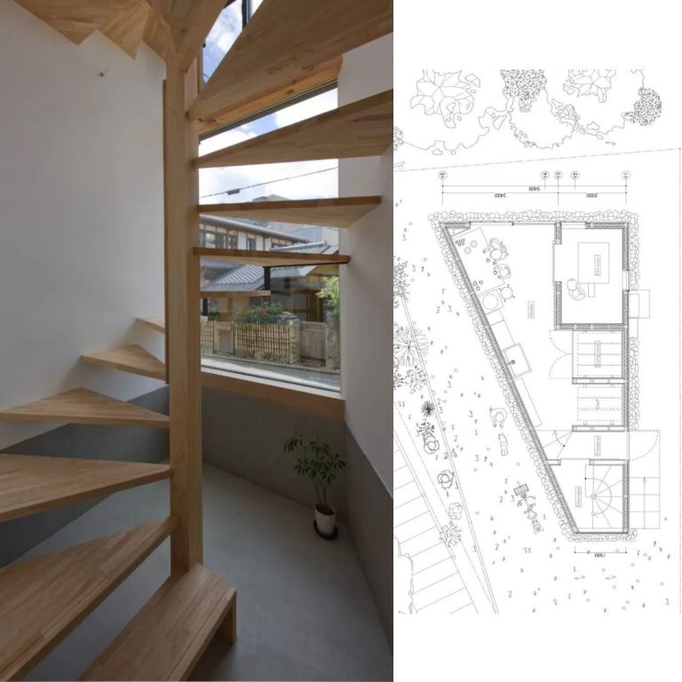 Planos de Casa Taller en Shiroyama en Japón: Plantas, Fachadas y Cortes
