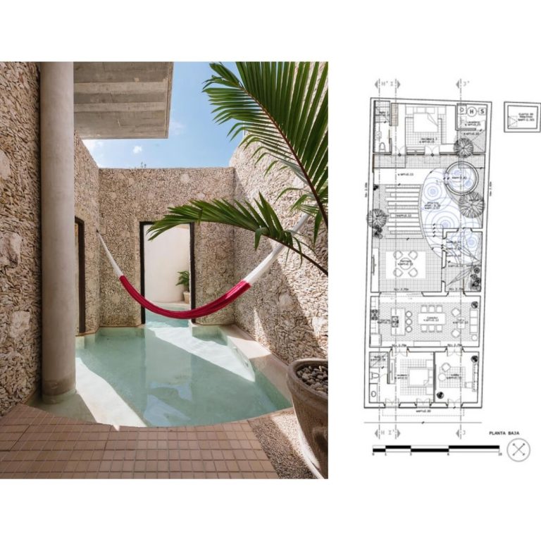 Planos Arquitectónicos, plantas, cortes y fachadas de Casa Xólotl en Yucatán