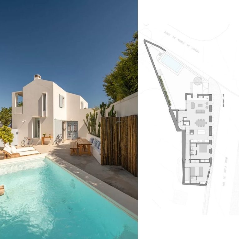 Planos de Casa en Cacela Velha en Portugal: Plantas Fachadas y Cortes
