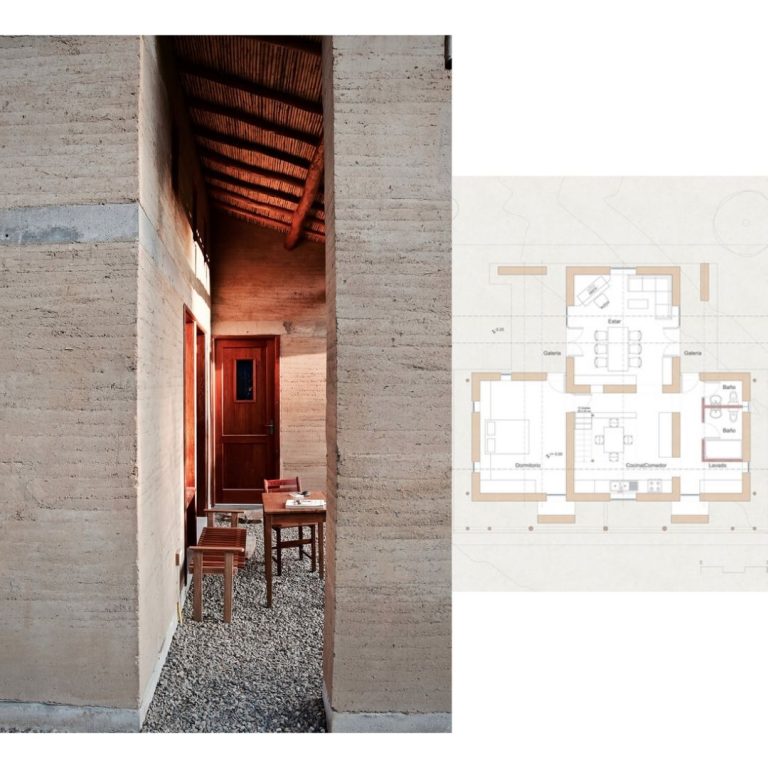 Planos de Casa experimental de Tapial en Bolivia