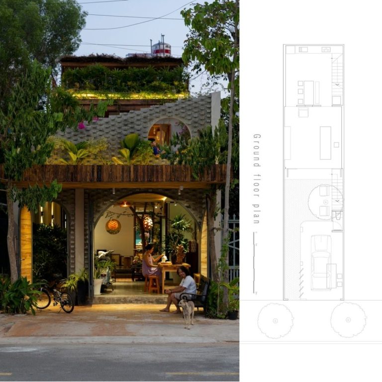 Planos de La Casa de Hombre en Vietnam: Plantas, Fachadas y Cortes