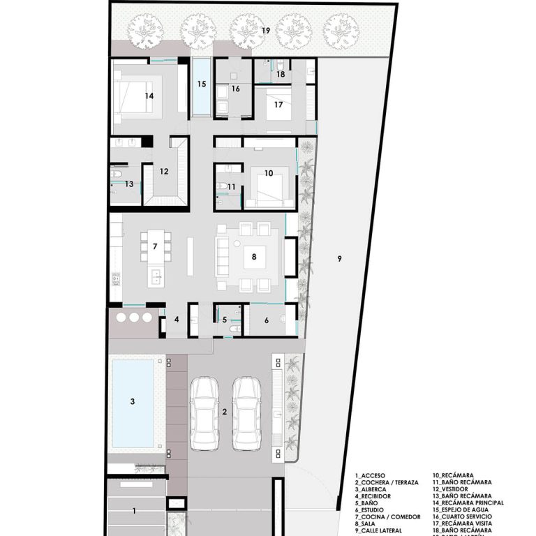 Planos Arquitectónicos de Casa Corregidora en Colima: Arquitectura Contemporánea por Taller DMS