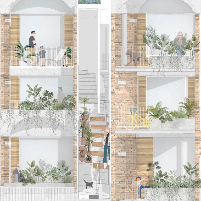 Alzado ilustrado del Edificio Porfirio en CDMX