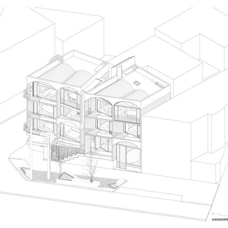 Axonometría del Edificio Porfirio por ViGa Arquitectos