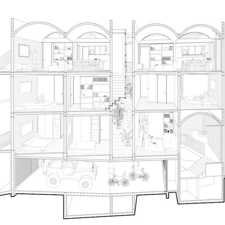 Sección arquitectónica 01 del Edificio Porfirio