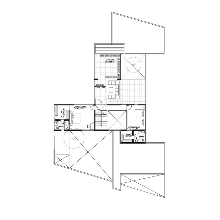 Planta alta arquiteectonica de Render fachada, Residencia EF en Campeche