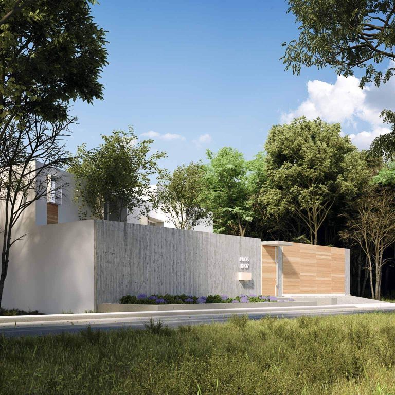 Render fachada, Residencia EF en Campeche