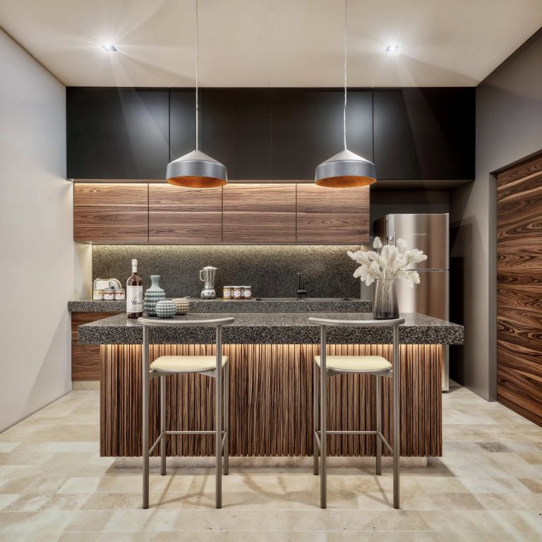 Render, cocoina con isla, Town house Montebbello en Yucatán