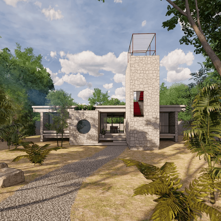 Villa Tulum en Quintana Roo por NOIZ architekti - Render de Arquitectura