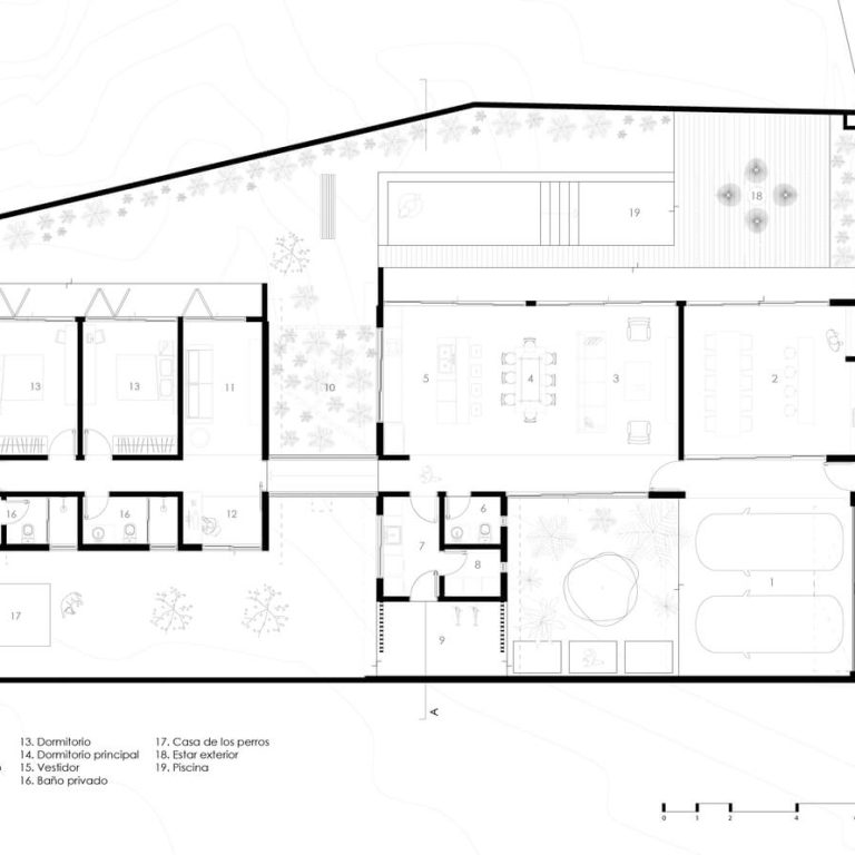 Vivienda H en Paraguay por Estudio 1415 - Plano Arquitectónico - El Arqui MX