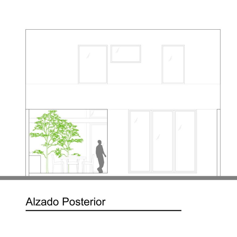 Alzado posterior de Casa RV por ALMACÉN de Arquitectura