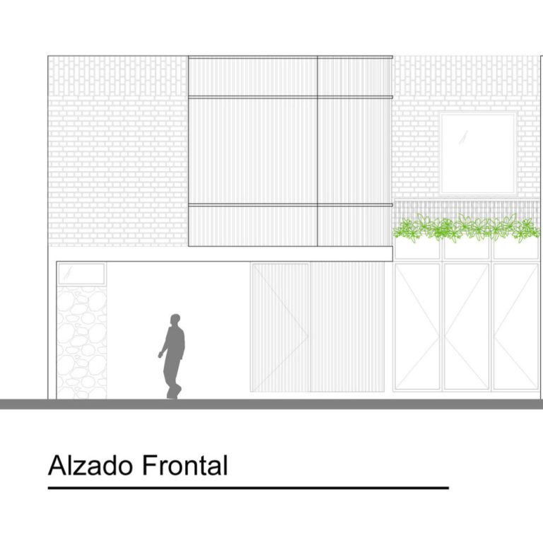 Alzado frontal de Casa RV por ALMACÉN de Arquitectura