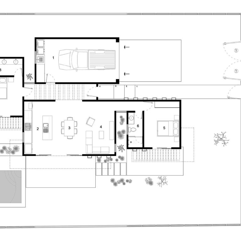 Casa Tranquila en Baja California Sur por Taller Once Arquitectura - Plano Arquitectónico - El Arqui Mx